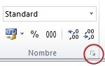 Bouton de lanceur de boîte de dialogue dans le groupe Nombre