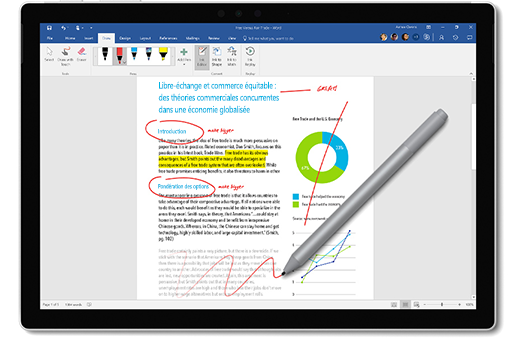 Photo du Stylet Surface marquant un document.