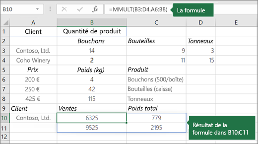 Fonction MMULT - Exemple 2