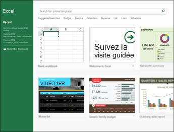 Certains des modèles disponibles dans Excel