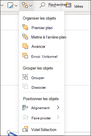 Menu Organiser dans PowerPoint pour le web