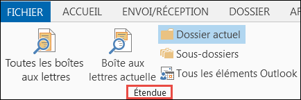 Sélectionner Portée pour affiner les résultats de recherche