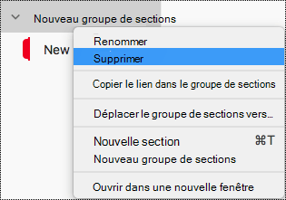 Supprimer un groupe de sections dans OneNote pour Mac