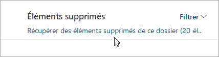Capture d’écran du bouton pour récupérer les éléments supprimés de ce dossier