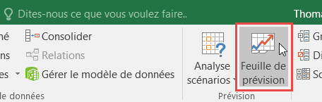 Bouton Feuille de prévision sous l’onglet Données