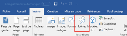 Le groupe Illustrations contient des outils qui vous permettent d’ajouter des formes, des icônes, des graphiques SmartArt, etc., à votre document.