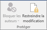 L’icône Restreindre la modification apparaît sous l’onglet Révision