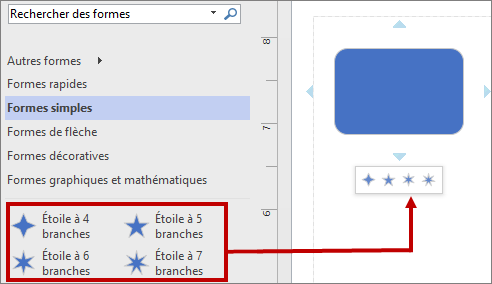 Mini-barre d'outils contenant les nouvelles formes de base