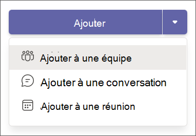 ajouter une application dans la liste déroulante Teams