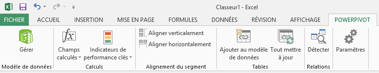 Onglet Power Pivot dans le ruban