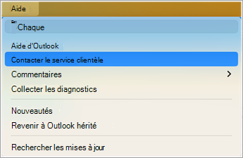 Contacter le support dans Outlook capture d’écran 1