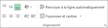 Groupe Alignement sous l’onglet Accueil