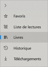 Menu Hub dans le navigateur Microsoft Edge