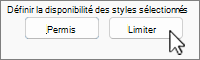 Bouton Restreindre l’autorisation avec l’option Restreindre choisie