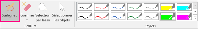 Bouton Surligneur dans les Outils Encre