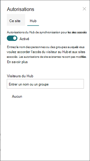 Hubs permissions panel, toggle on