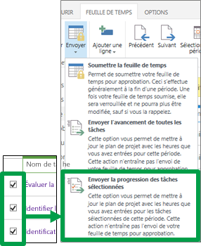 Envoyer l’avancement des tâches sélectionnées