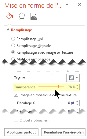 Faites glisser la barre Transparence pour ajuster l’image