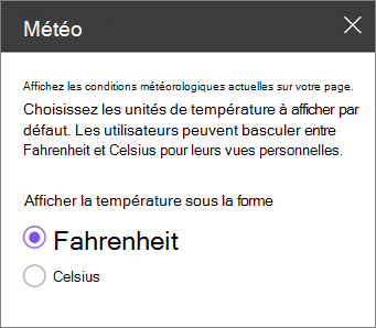 Volet d’outils météo