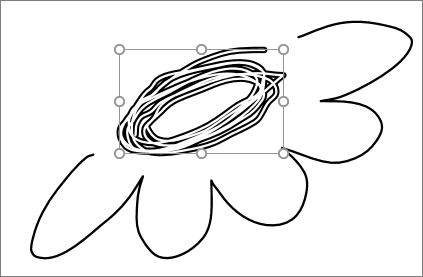 Partie d’un dessin sélectionnée par l’outil Lasso dans PowerPoint