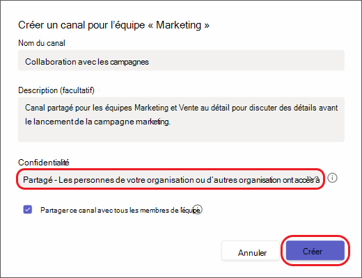 Teams : créer un canal partagé