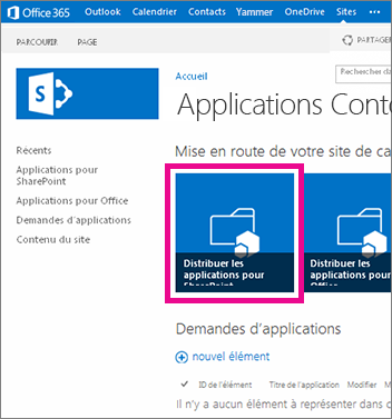 Vignette Distribuer des applications pour SharePoint sur un site de catalogue d’applications