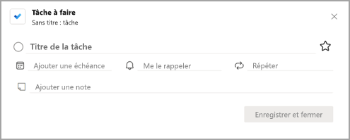 Capture d’écran montrant la boîte de dialogue contextuelle À faire.