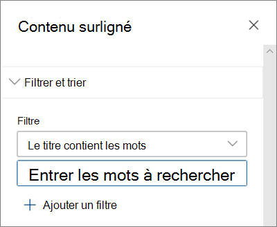 Options de filtre du composant WebPart Contenu en surbrillance dans l’expérience SharePoint moderne