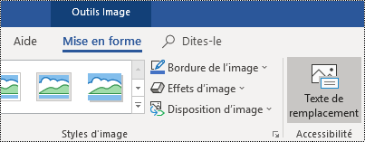 Bouton Texte de remplacement dans le ruban Outlook pour Windows.