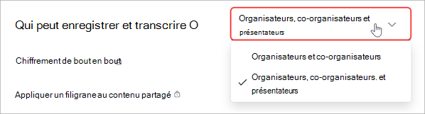 Choisissez qui peut enregistrer ou transcrire une assemblée générale.