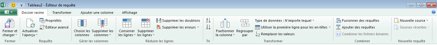 Ruban de l’Éditeur de requête