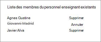 Supprimer un membre du personnel enseignant du bloc-notes du personnel enseignant