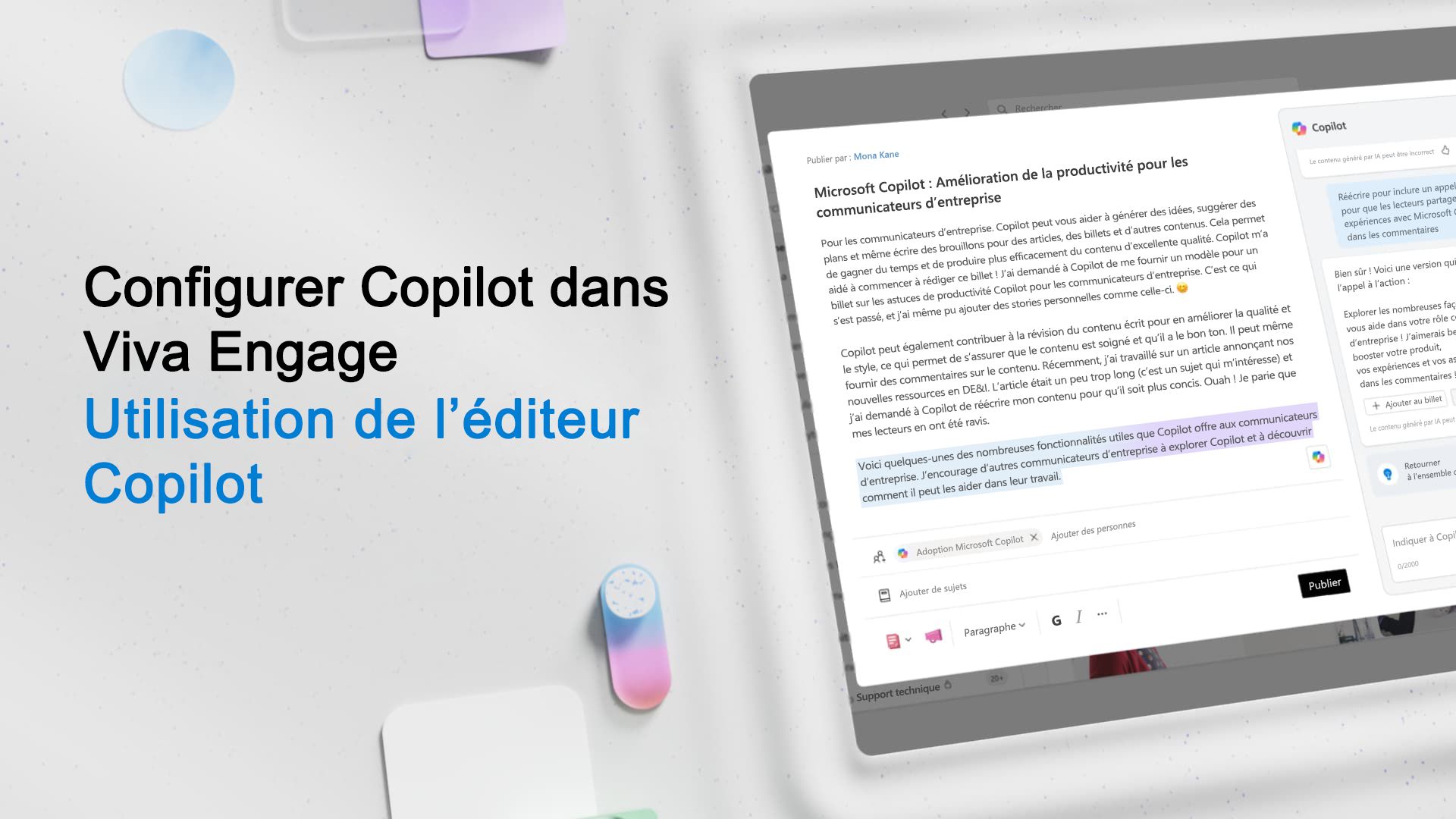 Vidéo : Utilisation de l’éditeur Copilot dans Viva Engage