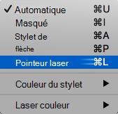 Choisir pointeur laser dans le menu contextuel