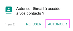 Autoriser les contacts