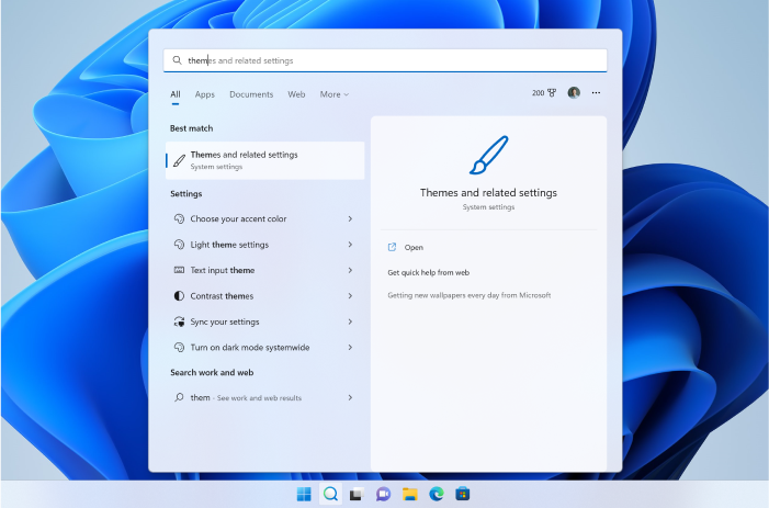 Rechercher la page d’accueil dans Windows 11 avec les applications suggérées affichées