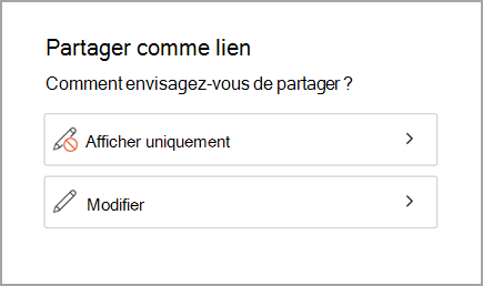 Partager en tant qu’affichage seul ou modifier