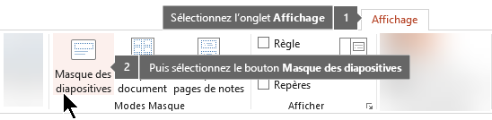 Utilisez l’onglet Affichage dans PowerPoint pour passer en mode Affichage des diapositives principales