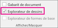 L’Explorateur de dessins est sélectionné dans l’onglet Développeur dans Visio 2016