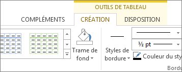 Repérer les Outils de tableau