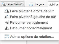 Menu Faire pivoter la forme dans Office pour Mac