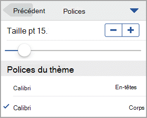 Sélectionner une taille de police