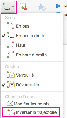 Appuyez de façon prolongée sur la touche Ctrl et cliquez sur la trajectoire pour inverser son sens