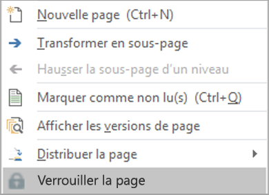 Sélectionnez Verrouiller la page.