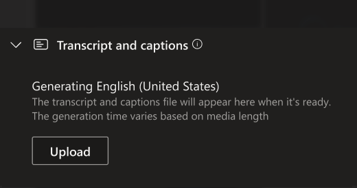 Un écran de progression indique que la transcription d’une vidéo est générée.