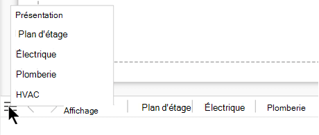 Sélectionnez le bouton page-list pour afficher et sélectionner dans une liste complète des pages du fichier de dessin actuel.