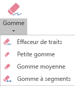 PowerPoint pour Office 2019 dispose de quatre gommes pour l’entrée manuscrite numérique.