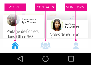 Menu principal de Delve pour Android