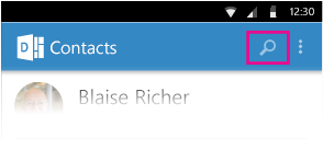 Rechercher des contacts dans Delve pour Android