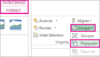 Bouton Regrouper sous l’onglet Outils Image - Format